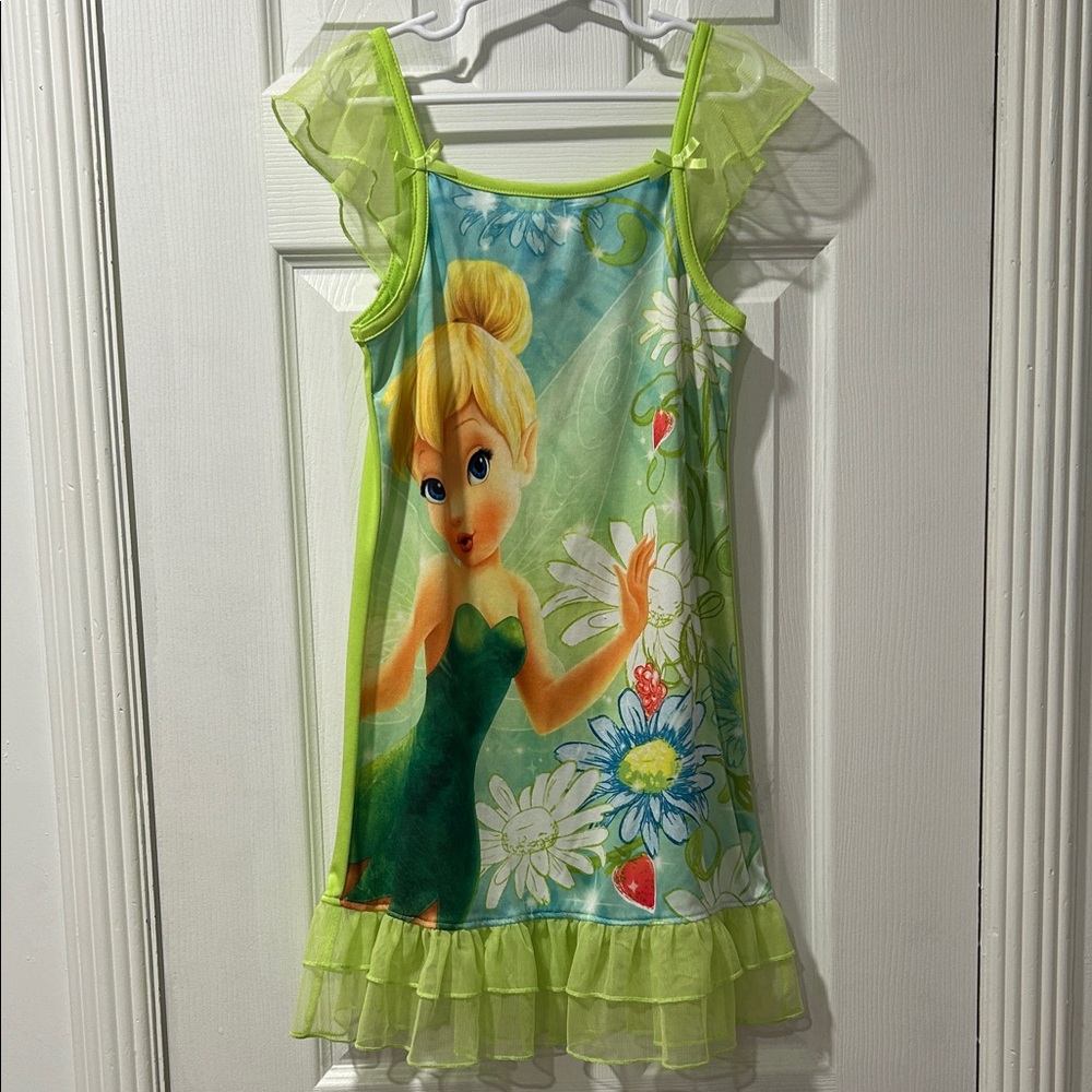 Disney Fairies Green Tinkerbell Floral Night Dress 7/8